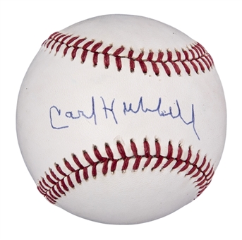 Carl Hubbell Single Signed ONL Giamatti Baseball (Beckett & JSA)